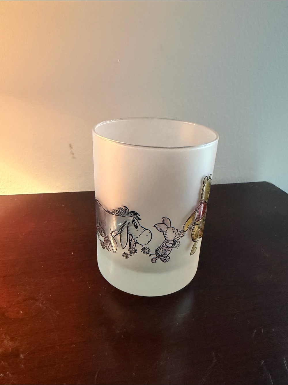 Disney Winnie the Pooh Frosted Glass Tumbler Eeyore Piglet Tigger Cup